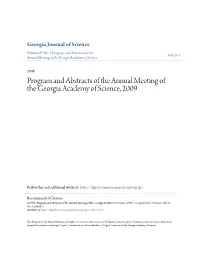 Program and Abstracts of the Annual Meeting of the Georgia Academy of Science, 2009
