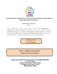 PUNE METRO RAIL PROJECT TENDER DOCUMENTS for Maharashtra Metro Rail Co