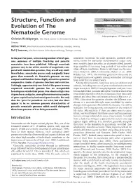 "Structure, Function and Evolution of the Nematode Genome"