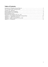 Table of Contents Introduction to Waterford County Museum