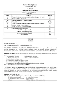 Term-Wise Syllabus Session 2021-22 Class-X Subject –Science