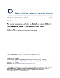 Terrestrial Resource Exploitation on Santa Cruz Island, California: Macrobotanical Data from Four Middle Holocene Sites