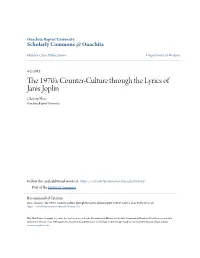 The 1970'S Counter-Culture Through the Lyrics of Janis Joplin Chelsey Hess Ouachita Baptist University