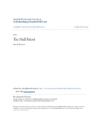 The Null Patent, 53 William and Mary Law Review