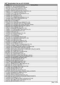 VAT Deactivation List As at 21.05.2020