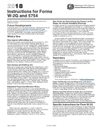 2018 Instructions for Forms W-2G and 5754