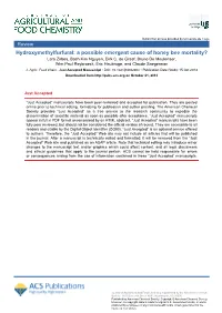 A Possible Emergent Cause of Honey Bee Mortality? Lara Zirbes, Bach Kim Nguyen, Dirk C