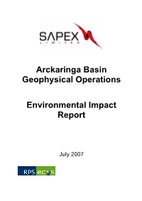 Arckaringa Basin Geophysical Operations Environmental Impact