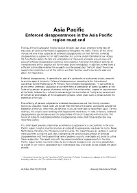 Asia Pacific Enforced Disappearances in the Asia Pacific Region Must End