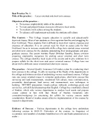 Best Practice No. 1: Title of the Practice: - Career Oriented and Short Term Courses