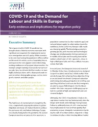 Covid-19 and the Demand for Labour and Skills in Europe Covid-19 and the Demand for Labour and Skills in Europe