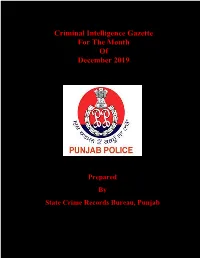 Criminal Intelligence Gazette for the Month of December 2019