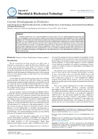Current Developments in Probiotics
