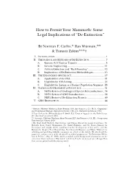 How to Permit Your Mammoth: Some Legal Implications of “De-Extinction”