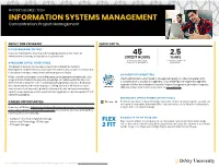 INFORMATION SYSTEMS MANAGEMENT Concentration: Project Management