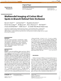 Multimodal Imaging of Cotton Wool Spots in Branch Retinal Vein Occlusion