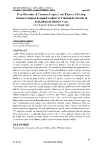 Prey Diversity of Common Leopard and Factors Affecting Human