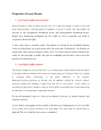 Properties of Laser Beams