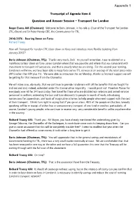 Question and Answer Session – Transport for London