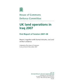 UK Land Operations in Iraq 2007