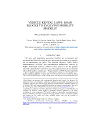 Vehicle Rental Laws: Road Blocks to Evolving Mobility Models?