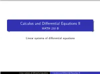 Calculus and Differential Equations II