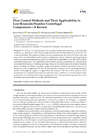 Flow Control Methods and Their Applicability in Low-Reynolds-Number Centrifugal Compressors—A Review