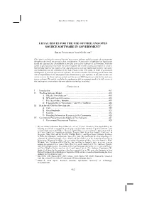 Legal Issues for the Use of Free and Open Source Software in Government∗