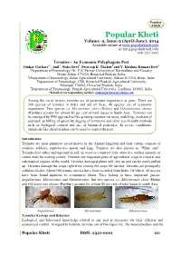 Termites - an Economic Polyphagous Pest Omkar Gavkare 1*, Anil 2, Nisha Devi 1, Swaroop K