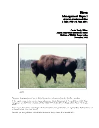 Bison Management Report 02 Alaska Dept of Fish and Game Wildlife