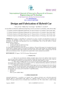 Design and Fabrication of Hybrid Car