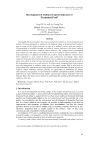 Development of Cultural Context Indicator of Fermented Food1