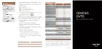 GENESIS GV70 Quick Reference Guide I 02 FEATURES and CONTROLS