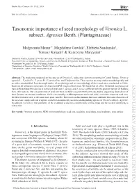 Taxonomic Importance of Seed Morphology of Veronica L. Subsect