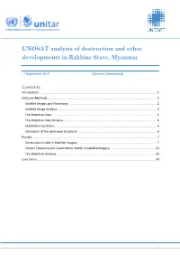 UNOSAT Analysis of Destruction and Other Developments in Rakhine State, Myanmar