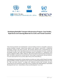 Developing Bankable Transport Infrastructure Projects: Case Studies, Experiences and Learning Materials for Lldcs and Transit Countries