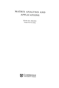 Matrix Analysis and Applications