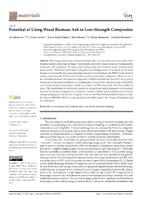 Potential of Using Wood Biomass Ash in Low-Strength Composites