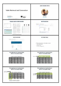 Table Retrieval and Generafon