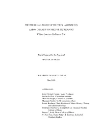 The Whole As a Result of Its Parts: Assembly in Aaron Copland's Score for the Red Pony