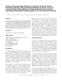 Using a Short Message System to Increase Cervical Cancer Screening Uptake Among Chuukese Women in Guam