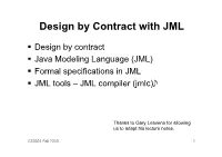 Design by Contract with JML