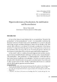 Hypermodernism As Deceleration, Re-Stabilisation and Reconciliation