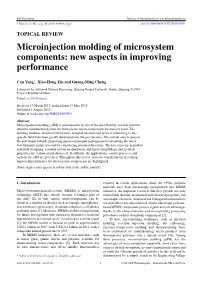 Microinjection Molding of Microsystem Components: New Aspects in Improving Performance