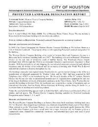 Protected Landmark Designation Report