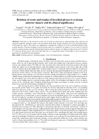 Relation of Roots and Trunks of Brachial Plexus to Scalenus Anterior Muscle and Its Clinical Significance
