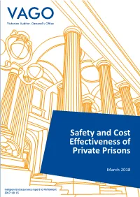 Safety and Cost Effectiveness of Private Prisons Private of Effectiveness Cost and Safety