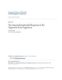 The Supersubstantivalist Response to the Argument from Vagueness
