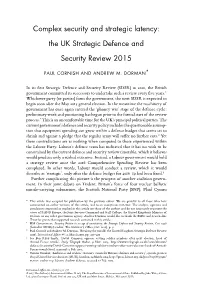 The UK Strategic Defence and Security Review 2015