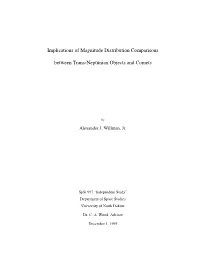 Implications of Magnitude Distribution Comparisons Between Trans-Neptunian Objects and Comets